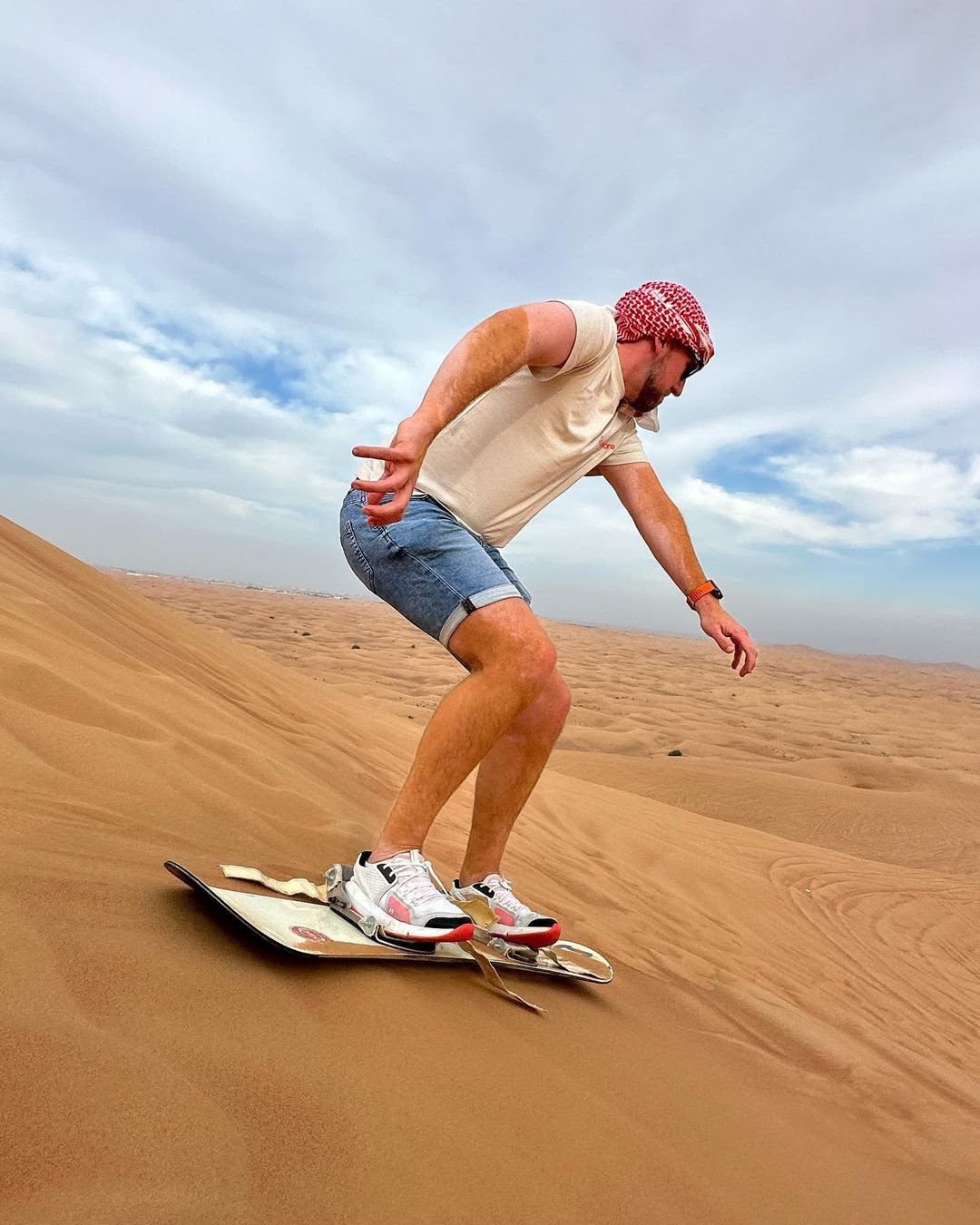 Sandboarding on the Erg Chebbi dunes